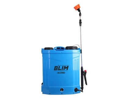 Blim Sulfatadora de Espalda a Bateria 12V 20L - Doble Bomba - Rango de Presion 0 - 0.65mpa - Tanque Ergonomico - Asa Superior - Regulador de Potencia - Lanza Inoxidable - Color Azul
