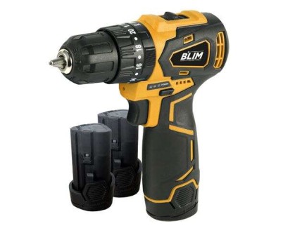 Blim Taladro Percutor a Bateria 12V 2Ah - Motor sin Escobillas - 35Nm Par Maximo - 2 Velocidades 0-400/0-1500rpm - Incluye 2 Baterias y Maletin de Transporte