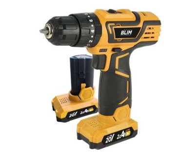 Blim Taladro Percutor a Bateria 20V 2Ah - Incluye 2 Baterias - 32Nm Par Maximo - 2 Velocidades 0-400/0-1500rpm - Color Amarillo