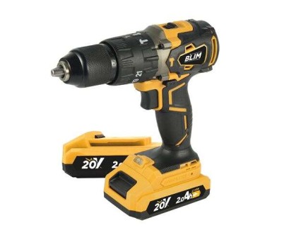 Blim Taladro Percutor a Bateria 20V 2Ah - Motor sin Escobillas - 68Nm Par Maximo - 2 Velocidades 0-500/0-2000rpm - Incluye 2 Baterias y Maletin de Transporte