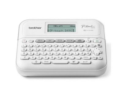Brother P-Touch D410 Rotuladora Electronica - Con Conexion a PC - Pantalla LCD - Ancho Max. de Cinta 18mm - Color Blanco