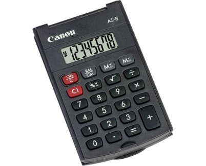Canon AS-8 Calculadora de Bolsillo con Pantalla LCD de 8 Digitos - Con Tapa Rigida Plegable - Alimentacion con Pila - Color Gris Oscuro