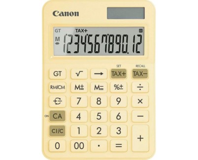 Canon LS-125KB Calculadora de Sobremesa con Pantalla LCD de 12 Digitos - Raiz Cuadrada, Calculo de Constantes, Gran Total, Cambio de Signo etc... - Alimentacion Solar y Pilas - Color Amarillo