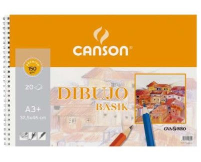 Canson Basik Bloc de Dibujo de 20 Hojas A3 150gr - Medidas 32.5x46cm - Color Blanco
