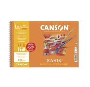 Canson Basik Bloc de Dibujo Espiral 20 Hojas A4+ 130g - Con Recuadro - Medidas 23x32.5cm - Color Blanco