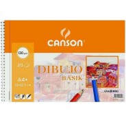 Canson Basik Cuaderno de Dibujo A4+ - 20 Hojas Microperforadas 130g/m² - Color Blanco
