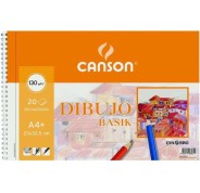 Canson Basik Cuaderno de Dibujo A4+ con Recuadro - 20 Hojas Microperforadas 130g/m² - Color Blanco