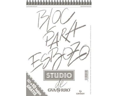Canson Bloc para Esbozo A4 90+10 Hojas Gratis - Grano Ligero 90gr - Formato Album con Espiral Microperforado - Color Blanco Natural