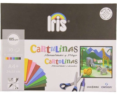 Canson Guarro Minipack de 10 Cartulinas Iris A4+ 185g - 24x32 cm - Colores Surtidos