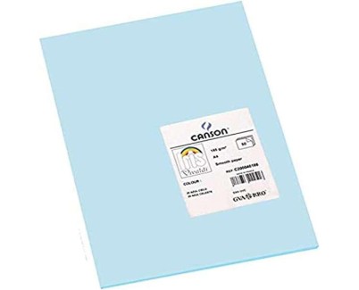 Canson Guarro Pack de 50 Cartulinas Iris A4 de 185g - 21x29.7cm - Color Azul Cielo