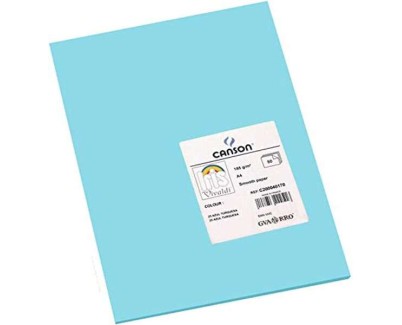 Canson Guarro Pack de 50 Cartulinas Iris A4 de 185g - 21x29.7cm - Color Azul Turquesa