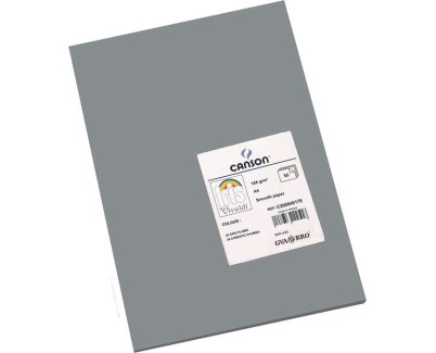 Canson Guarro Pack de 50 Cartulinas Iris A4 de 185g - 21x29.7cm - Color Gris Plomo