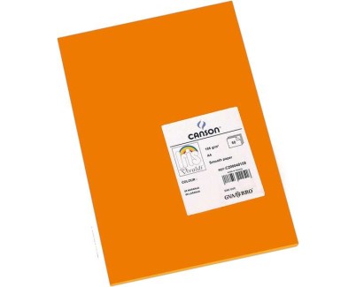 Canson Guarro Pack de 50 Cartulinas Iris A4 de 185g - 21x29.7cm - Color Naranja