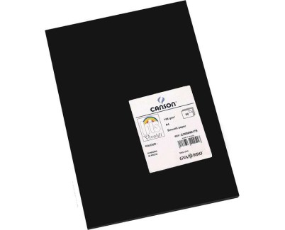 Canson Guarro Pack de 50 Cartulinas Iris A4 de 185g - 21x29.7cm - Color Negro