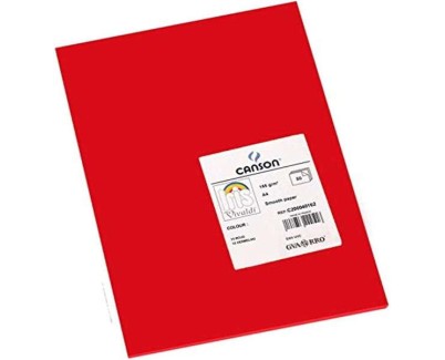 Canson Guarro Pack de 50 Cartulinas Iris A4 de 185g - 21x29.7cm - Color Rojo