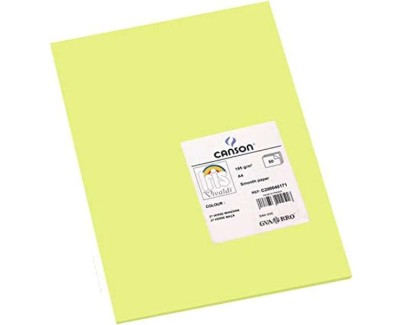 Canson Guarro Pack de 50 Cartulinas Iris A4 de 185g - 21x29.7cm - Color Verde Manzana