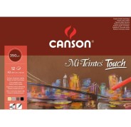 Canson Mi-Teintes Touch Bloc con 12 Hojas 350 g/m² - Tamaño 29.7 x 42cm - Superficie Microabrasiva Finamente Texturizada - Certificado FSC - Colores Surtidos
