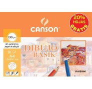 Canson Minipack de 10 Hojas de Dibujo Basik Liso 21x29.7 130g - 20% Hojas Gratis - Color Blanco