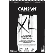 Canson XL Black Bloc de 40 Hojas Negras 150g A3 - Grano Fino - Espiral Microperforado