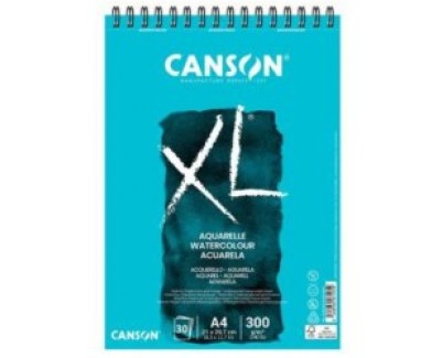 Canson XL Papel de Acuarela Album Espiral de 30 Hojas A5 de 300g - Grano Fino - Color Blanco