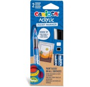 Carioca Acrylic Pack de 2 Marcadores de Pintura Acrilica - Punta Pincel - Tinta a Base de Agua - Alta Cobertura - Colores Blanco y Negro