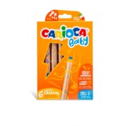 Carioca Baby 1+ 3In1 Pack de 6 Lapices - Lapiz Cera y Acuarela en Uno - Cuerpo Extragrande - Acuarelables - Sacapuntas Incluido - Colores Brillantes y Lavables - Color Varios