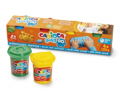 Carioca Baby Do Pack con 4 Botes de Pasta de Modelar 150ml - Super Ligera, Elastica y Maleable - Ideal para Primeras Experiencias Tactiles - A partir de 1 A&ntilde;o - Colores Surtidos