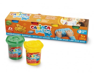 Carioca Baby Do Pack con 4 Botes de Pasta de Modelar 150ml - Super Ligera, Elastica y Maleable - Ideal para Primeras Experiencias Tactiles - A partir de 1 Año - Colores Surtidos