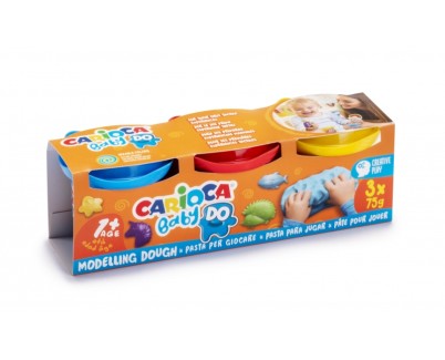 Carioca Baby Do Pack de 3 Pastas de Modelar - Super Ligera - Elastica - Maleable - Ideal para Primeras Experiencias Tactiles - Se Seca al Aire - Color Varios