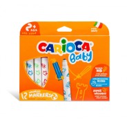 Carioca Baby Marker Pack de 12 Rotuladores - Punta Redonda y Bloqueada - Cuerpo de Gran Dimension - Superlavables - Dermatologicamente Testados - Color Varios