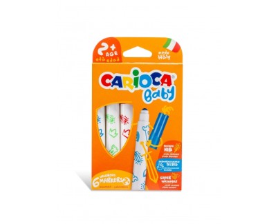 Carioca Baby Marker Pack de 6 Rotuladores - Punta Redonda y Bloqueada - Cuerpo de Gran Dimension - Superlavables - Dermatologicamente Testados - Color Varios