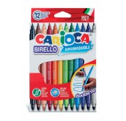Carioca Birello Pack de 12 Rotuladores - Doble Punta Fina y Media - Tinta Superlavable No Toxica - Lavable de la Piel y Tejidos con Agua y sin Jabon - Color Varios