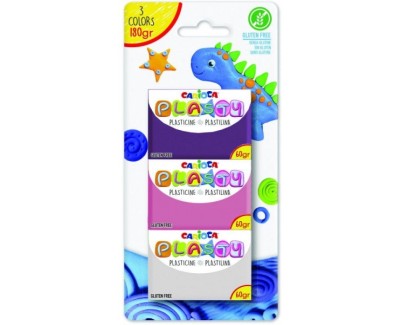 Carioca Blister 3 Plastilinax60gr - Facil de Usar - No Se Seca - Reutilizable - Colores Brillantes y Mezclables - Libre de Gluten - Color Varios