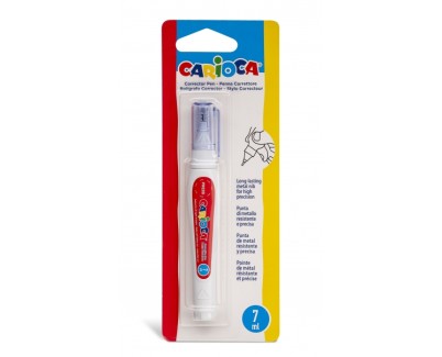 Carioca Boligrafo Corrector 7ml - Punta de Metal Resistente y Precisa - Apto para Todo Tipo de Papel - Secado Rapido - Color Blanco