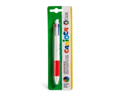 Carioca Boligrafo de 4 Colores - Boligrafo con Punta de Esfera Automatico - 4 Colores en un Solo Boligrafo - Punta Ø 1mm - Color Varios