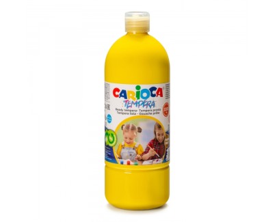 Carioca Botella de Tempera - 1000ml - Colores Superlavables - Faciles de Mezclar - Aplicable en Materiales Porosos - Alta Opacidad - Color Amarillo