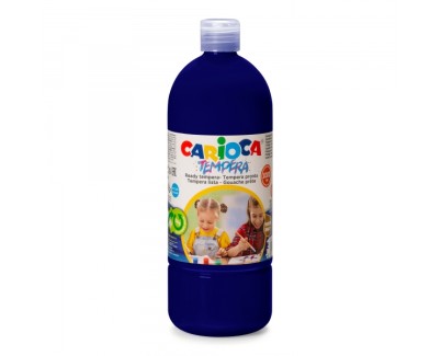 Carioca Botella de Tempera 1000ml - Colores Superlavables - Faciles de Mezclar - Aplicable en Materiales Porosos - Alta Opacidad - Color Azul