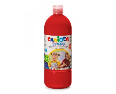 Carioca Botella de Tempera 1000ml - Colores Superlavables - Faciles de Mezclar - Aplicable en Materiales Porosos - Alta Opacidad - Color Rojo
