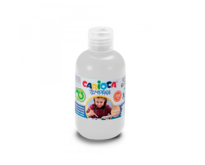 Carioca Botella de Tempera - 250ml - Colores Superlavables - Faciles de Mezclar - Aplicable en Materiales Porosos - Alta Opacidad - Blanco - Color Blanco