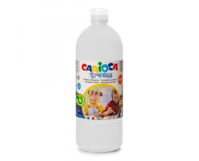 Carioca Botella Tempera 1000ml - Colores Superlavables - Faciles de Mezclar - Aplicable en Materiales Porosos - Alta Opacidad - Color Blanco