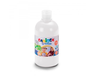 Carioca Botella Tempera 500ml - Colores Superlavables - Faciles de Mezclar - Aplicable en Materiales Porosos - Alta Opacidad - Color Blanco