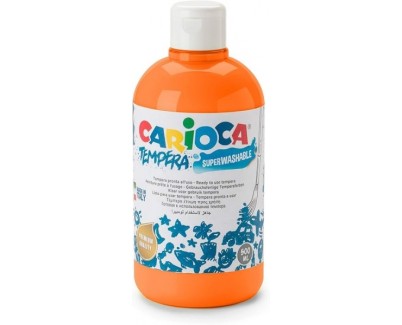 Carioca Botella Tempera 500ml - Colores Superlavables - Faciles de Mezclar - Aplicable en Materiales Porosos - Alta Opacidad - Color Naranja