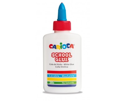 Carioca Cola Blanca 250gr - Tapa con Dispensador - Apta para Papel y Carton - Secado Transparente - sin Disolventes - Color Blanco