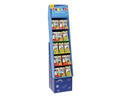 Carioca Expositor de Suelo 12+2 Incluye 48 Packs Rotuladores Joy 12+2, 24 Packs Rotuladores Jumbo 12+2, 90 Packs Lapices de Colores Tita 12+2