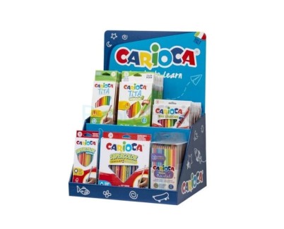 Carioca Expositor Lapices de Colores Incluye 12 Tita Box 12uds, 12 Tita Triangular Box 24uds, 4 Maxi Wax Crayons 24uds, 12 Pastel Bicolor Pencil Box 12uds, 12 Supercolor Pencils Box 12uds, 12 Supercolor Triangular Pencils Box 24uds