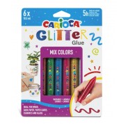 Carioca Glitter Glue Multiglitter Blister de 6 Tubitos de Cola de Color - para Decorar con Efecto Glitter - Se Aplica Directamente sobre la Superficie - Seca en 30 Minutos - Color Varios