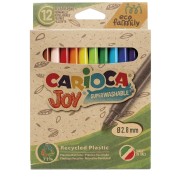Carioca Joy Eco Family Pack de 12 Rotuladores Punta Fina 2.8mm Bloqueada - Tinta Superlavable - Capuchon Ventilado - Colores Surtidos