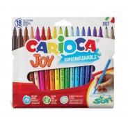 Carioca Joy Pack de 18 Rotuladores - Tinta Superlavable - Punta Fina 2.8mm - Bloqueada - Tapa Ventilada - Color Varios