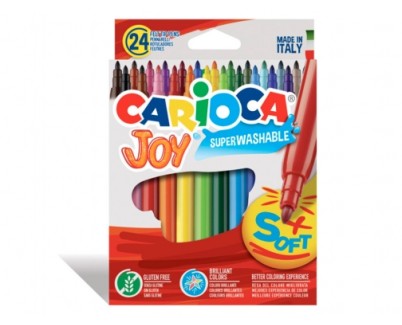 Carioca Joy Pack de 24 Rotuladores - Tinta Superlavable - Punta Fina 2.8mm - Punta Bloqueada - Tapa Ventilada - Color Varios