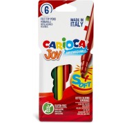Carioca Joy Paperboard Pack de 6 Rotuladores de Punta Fina - Punta 2.6mm - Superlavables - Ideales para Dibujar y Colorear - Colores Surtidos